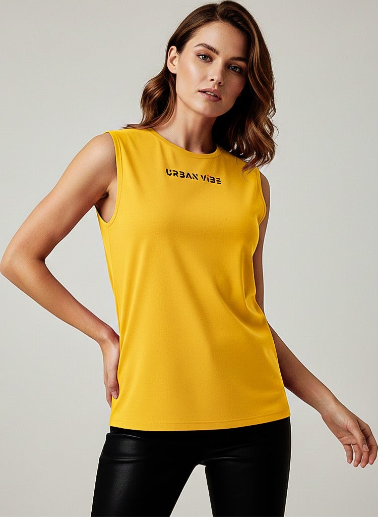 Selecta Now Ladies Sleeveless Cotton Yellow T-Shirt Breathable Tank Top Soft Stretchable Women’s T Shirt Ideal for Hot Climate - Image 1
